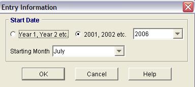 Setting and changing the Starting Date and Date Format There are two formats for the Starting Date; 1. Year 1 Jan, Year 1 July etc. 2. 2006 Jan, 2006 July etc.