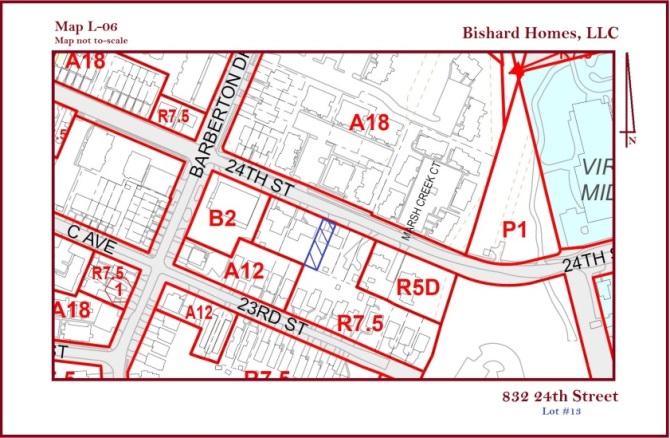 Case #2016-BZA-00021 Bishard Homes, LLC PREPARED BY: Chris Langaster DESCRIPTION: A variance to a 5 foot side yard setback (east) instead of 10 feet as required for a proposed single family dwelling,