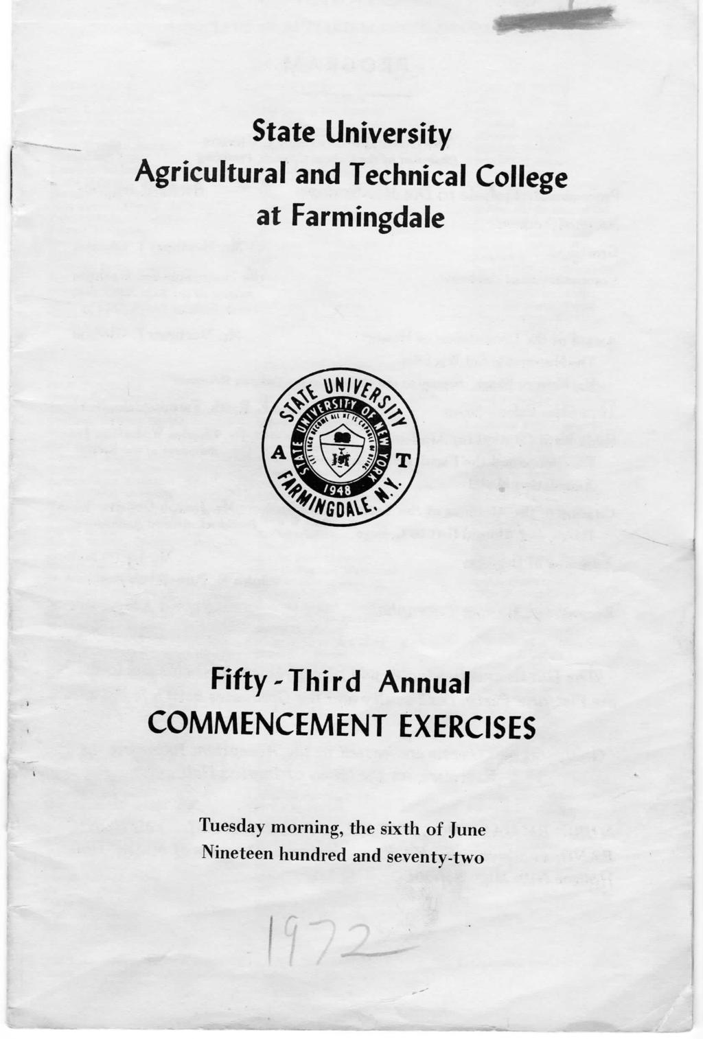 State University Agricultural and Technical College at Farmingdale Fifty-Third Annual