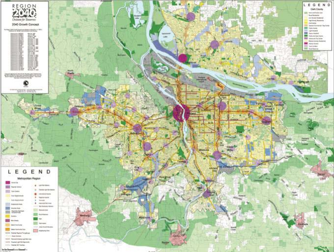 Portland Metro 40 Urban Centres + Corridors + Main Streets + Station Communities Density Targets for Urban Centres Central City: 250 people/acre