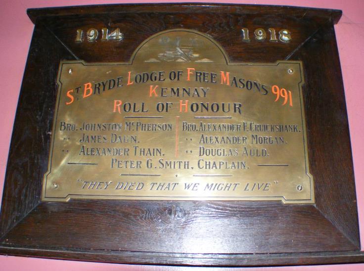 Brother Alexander Morgan is remembered on the St. Brydes Lodge of Freemasons No. 991.