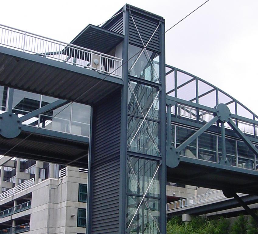 Pedestrian Bridge where the encroachment is necessary to complete a connection for access to a