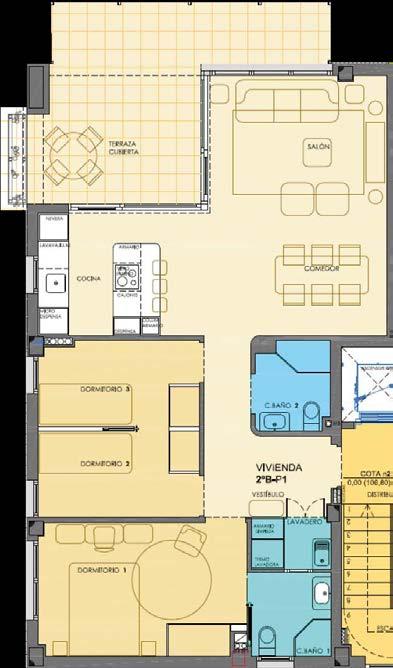 2ND FLOORS 2º B 2º A 2º B Living-dining-kitchen: 32 m2 Terrace Closed: 15,22 m2 Terrace Open: 3,81m2 2º A