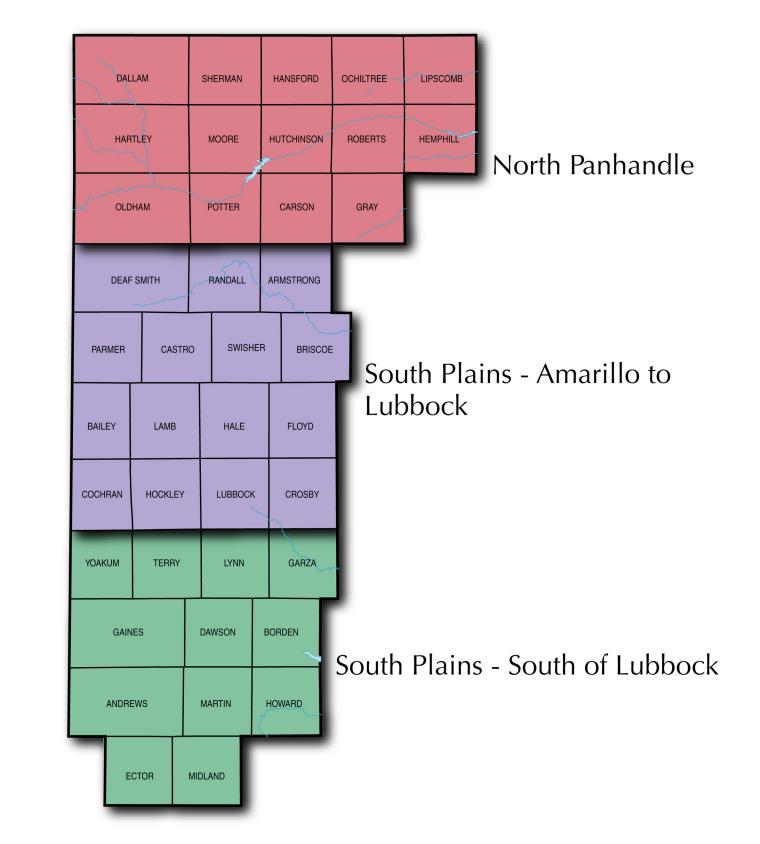 REGION ONE: PANHANDLE & SOUTH PLAINS CHARACTERISTICS Encompasses the northernmost regions in the state as well as the Amarillo, Lubbock, Odessa and Midland Metropolitan Statistical Areas (MSAs).