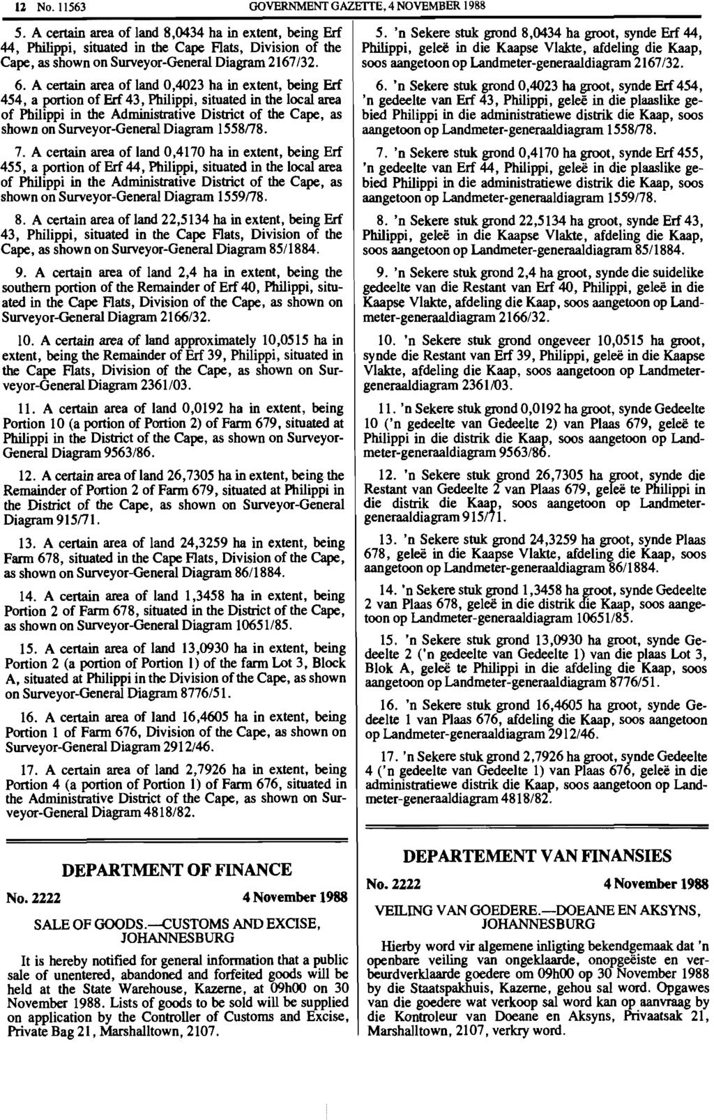 12 No.1l563 GOVERNMENT GAZETTE, 4 NOVEMBER 1988 5.