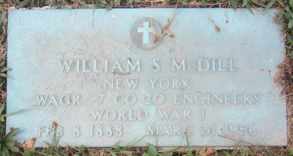 McDill, William S. Whitney Cemetery Town of Seneca McDill, William S. AGO fm 724-1 ½. New York, Abstracts of World War I Military Service, 1917-1919. Available on the Internet from Ancestry.com.