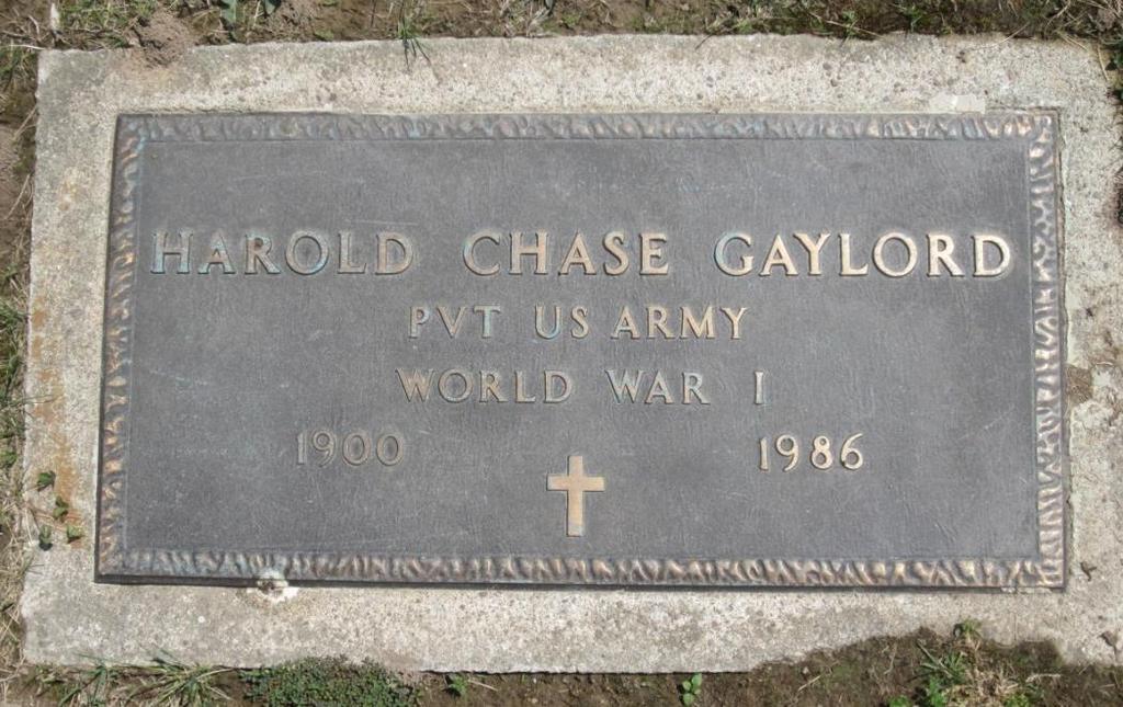 Gaylord, Harold Chase Sand Hill Cemetery Town of Seneca Gaylord, Harold. AGO fm 724-1. New York, Abstracts of World War I Military Service.