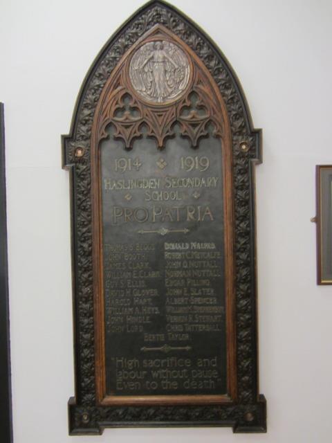 James Clark is remembered on the Haslingden Secondary School Roll of Honour Plaque, now on display in
