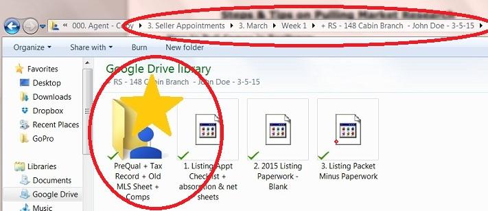 8. Create or use an existing seller folder in the Seller Appointments folder for these seller files.