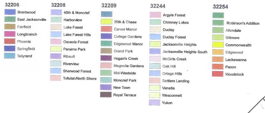 following identified general neighborhoods that meet one or more of the
