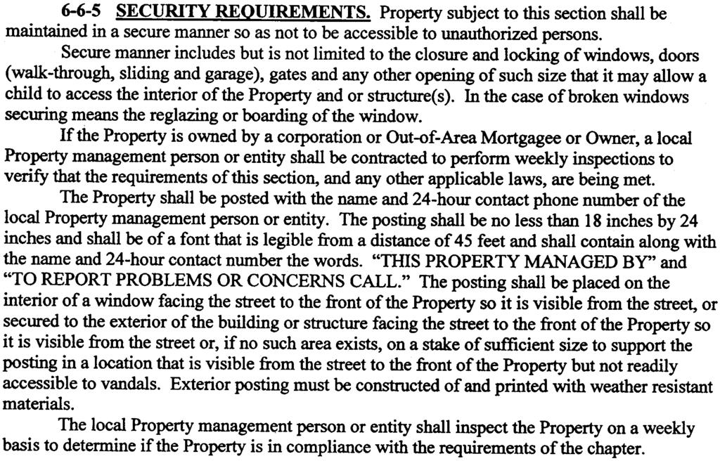 rules and regulations which may apply to the Property. 6-6-5 SECURITY REOUIREMENTS.