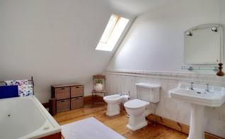 ENSUITE BATHROOM: Comprising Jacuzzi style panelled bath with mixer tap and telephone hand