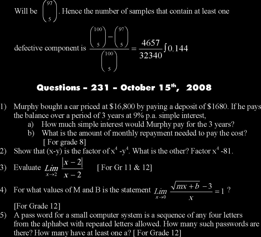 Answers - 230 October 01, 2008 mexv papplet S.F.