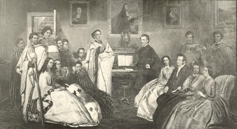 Painting by James Smetham of William Jenkins and the Maori Party in John Wesley's house