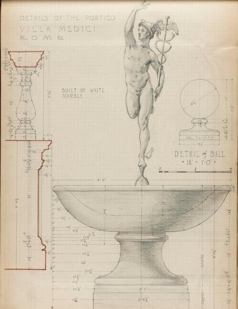 Academy Projects Villa Medici, Rome, Pencil drawing by Edward Lawson of the Mercury Fountain from his sketchbook (undated). Lawson s completion of the Villa Gamberaia project was well timed.
