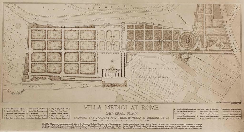 and Villa Medici and Bosco Parrasio in Rome. For these three gardens, he produced another round of finely rendered drawings.