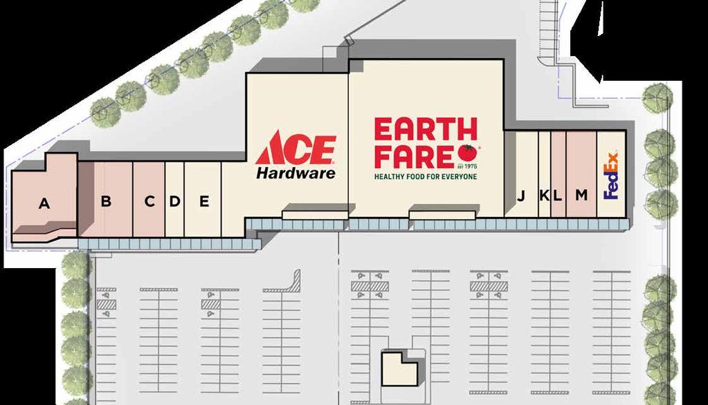 Available Unit C 2,224 SF Available Units D/E 3,675 SF Soaps & Suds Units F/G 17,107 SF Ace Hardware