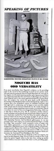 234 Interestingly, despite MoMA s recognition of Noguchi as an American artist, a spread in Life magazine from the same year and that featured Kouros, called into critical focus Noguchi s Japanese