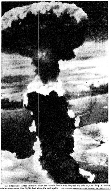 Figure 32. First Atomic Bomb Already Obsolete, New York Times Japan surrendered on August 15, effectively ending World War II on all fronts.