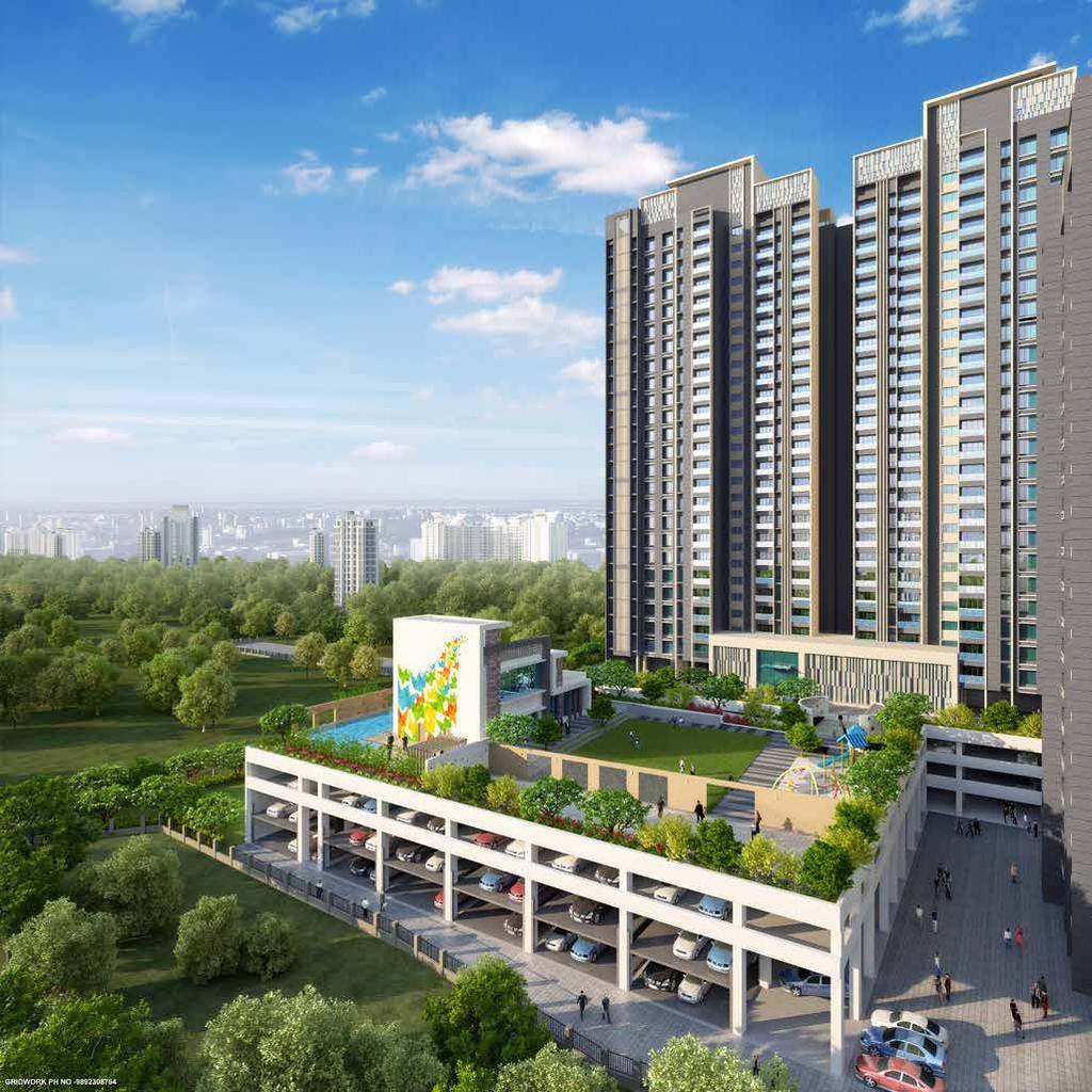 DOSTI DESIRE DOSTI PEARL 2 BHK OPTIMA, 2 BHK PRIMA & 3 BHK OPTIMA PROJECT HIGHLIGHTS Aluminium formwork shuttering technology Two passengers & one service lift Provision of parking for each flat APT