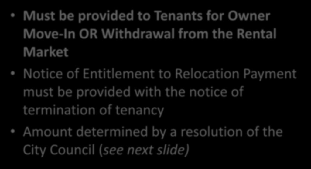 Permanent Relocation Payment RMC 11.100.050 & RMC 11.102.