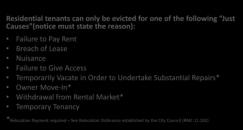 The Eight Just Causes for Eviction in Richmond RMC 11.100.