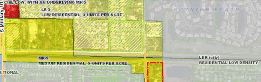 West: Immediately west of the Subject Site is Barwick Road ROW and single-family residential, known as Golf Club Estates (located within unincorporated Palm Beach County) and Bexley Park (located