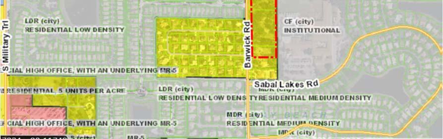 The Bexley Park residential property located in the City of Delray Beach retains a FLUA designation of Low Density Residential (LDR) and Zoning designation of Planned Residential Development (PRD).