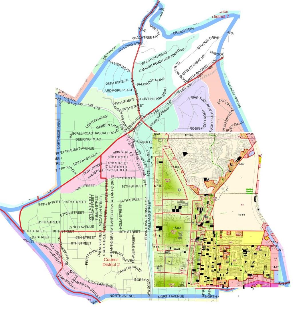 NPU E (east) Properties with 4-49 units are identified with black boxes 5 unique zoning categories