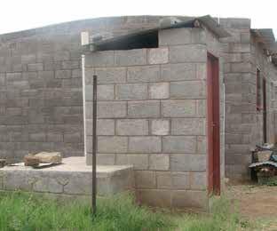 5 per cent with access to VIPs in 2009, the increase to 47 per cent in 2011 is very commendable and demonstrated by the numbers of VIPs which are FIGURE 61 Mass provision of toilet shelters above pit