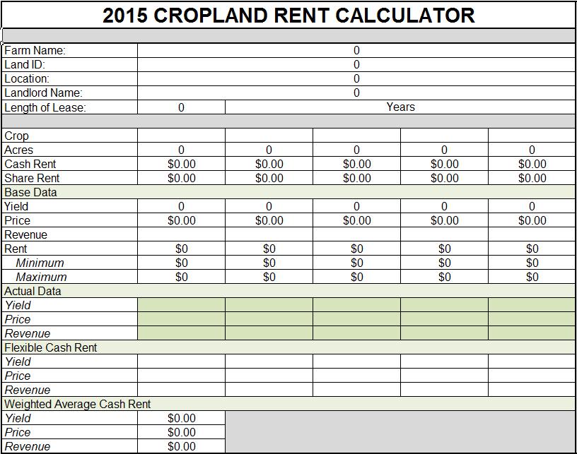 ACTUAL RENT REPORT The final tab is the ACTUAL RENT REPORT. This report should be populated after harvest. It calculates the final rental amount to be paid by the tenant.