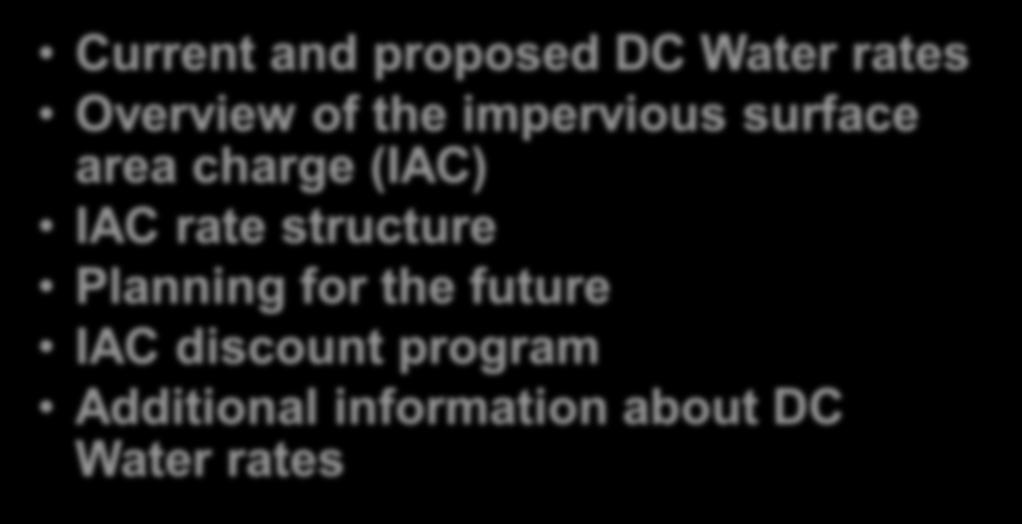 DC WATER RATES AND THE IMPERVIOUS SURFACE AREA CHARGE DISCOUNT PROGRAM Current and proposed DC