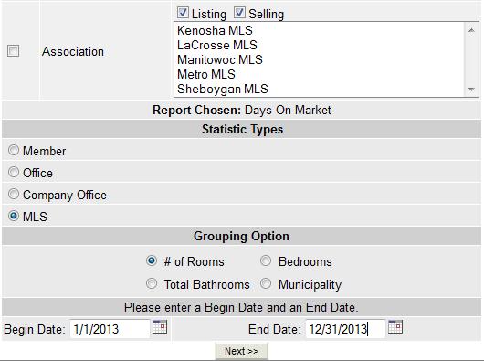 Days on Market The Days on Market Report allows you to view and print a report of the number of days a property is on the market.