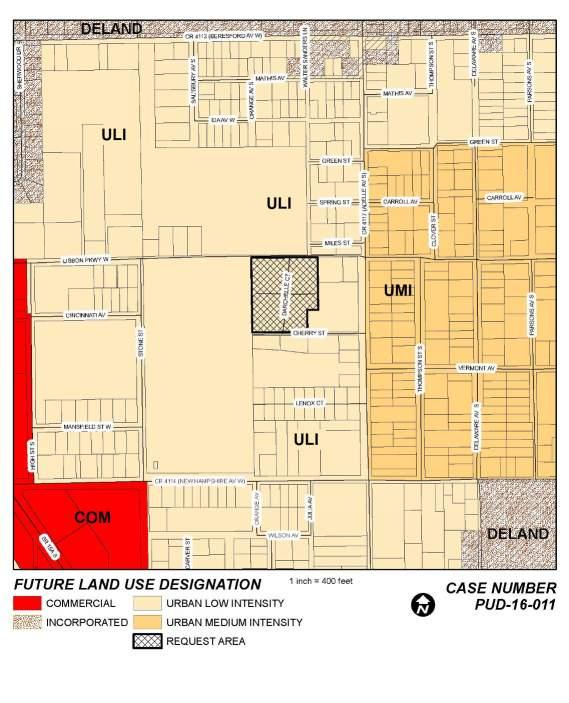Adelle Avenue South, on the south side of the city of DeLand. 2. Parcel No: 7020-11-00-0010 3. Property Size: 3.86 acres 4. County Council District: 1 5.
