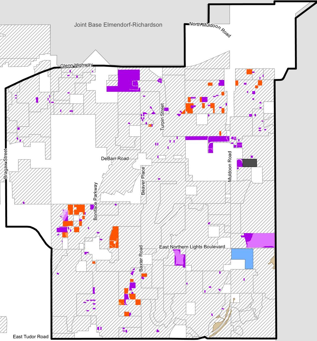 Net Supply of Buildable Residential Land - East Anchorage from Anchorage Housing Market Analysis, 2012 East Anchorage District Plan Study Area Residential Zoning Districts Environmental Constraints