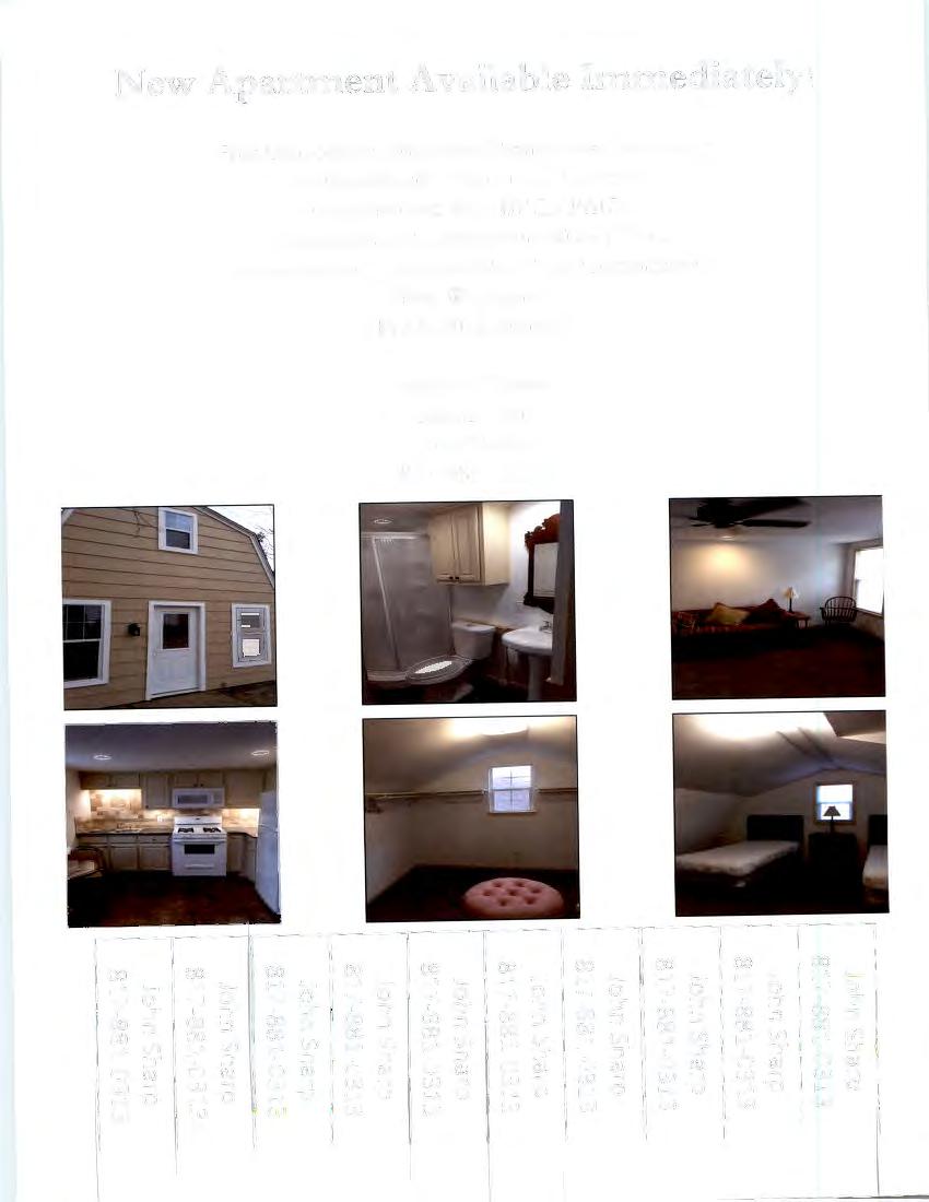New Aparttnent Available ltntnediately! First time offered-must see!