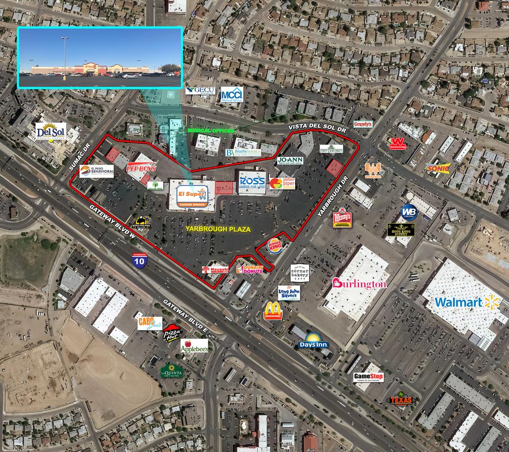 FOR LEASE YARBROUGH PLAZA 10501 Gateway West, El Paso, TX 79925 - AVAILABLE ±1,600 8,800 SF LISTING AGENTS: