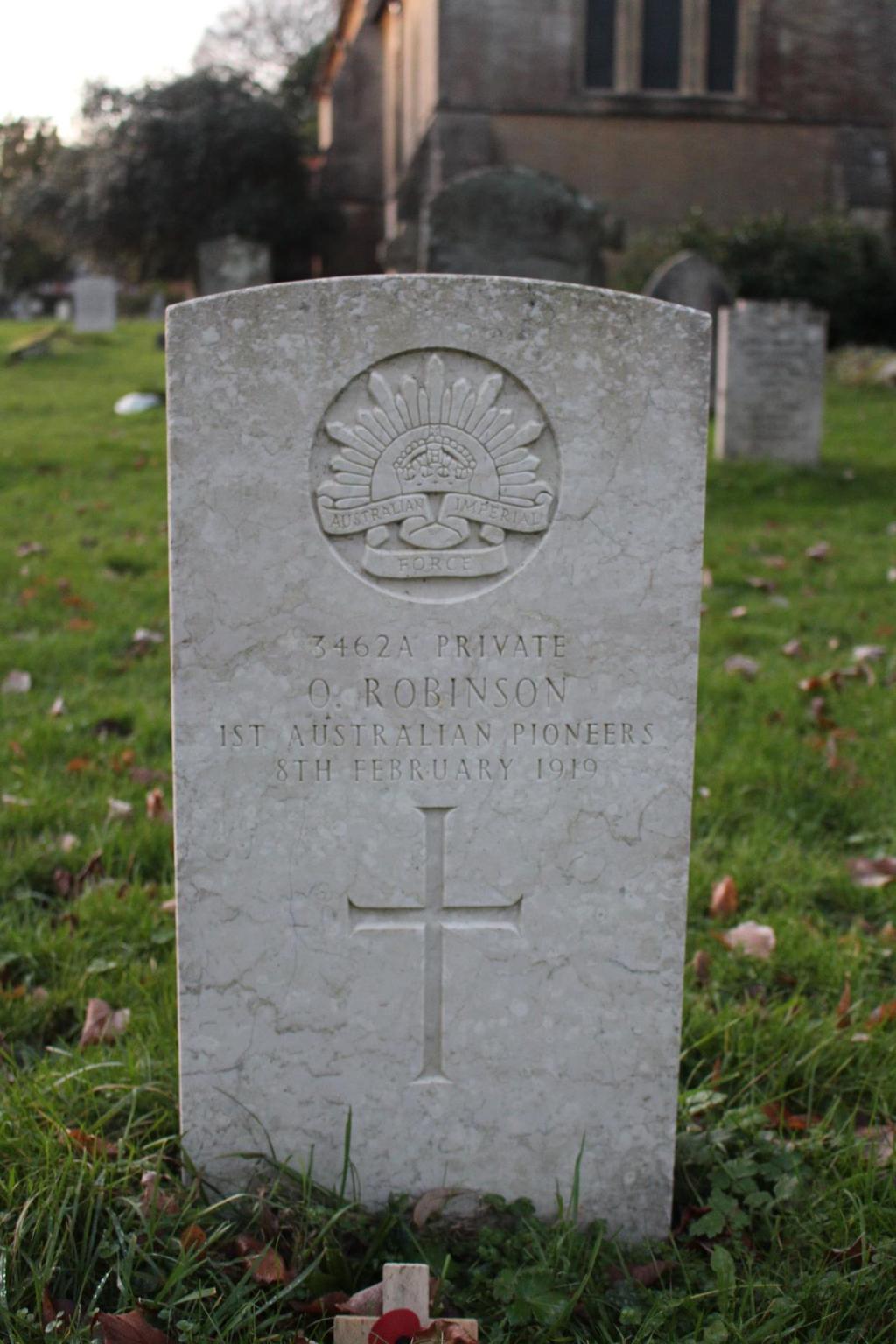 Photo of Pte O. Robinson s Headstone at St.