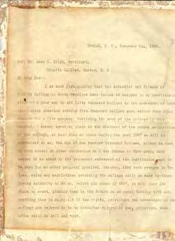 1929; Letter from Washington Duke to