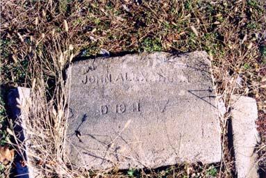 Alexander John; died 1941 Alexander Maggie; metal marker; no dates Alexander Viola; died 07 Apr 1927; aged 20 years; no stone, FHR Brown