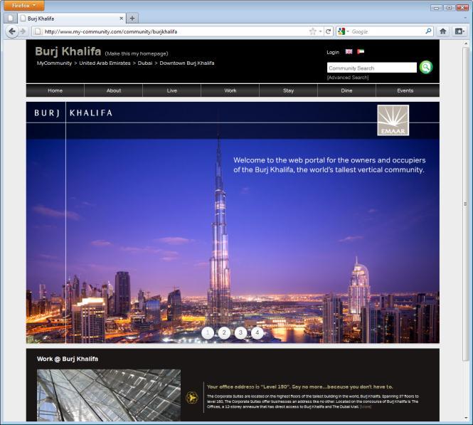 Access to your site Every community has a unique web address such as /burjkhalifa (yep the tallest building in