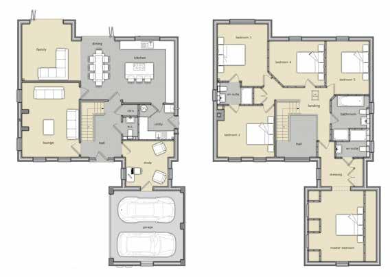 PLOT 1 Kitchen/Dining/ Family Room 9.5m x 4.1-4.5m 31.1ft x 13.5ft Utility 2.6m x 2.6m 8.5ft x 8.5ft Lounge 5.4m x 4.1m 17.7ft x 13.4ft Study 3.0m x 3.3m 9.8ft x 10.8ft Bed 1 4.8m x 4m* 15.7ft x 13.1ft Ensuite 2.