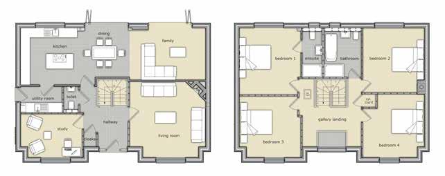 PLOT 3 Kitchen/Dining/ Family Space 11.4m x 3.2m 37.4ft x 10.5ft Utility 2.5m x 1.6m 8.2ft x 5.2ft Living Room 4.7m x 4.7m 15.4ft x 15.4ft Study 2.7m x 3.8m 8.8ft x 12.5ft Bed 1 4.1m x 3.7m 13.