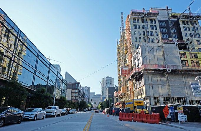 Downtown is seeing historically high levels of construction The number of projects currently under construction downtown is 41 percent higher than the peak number of projects during the previous