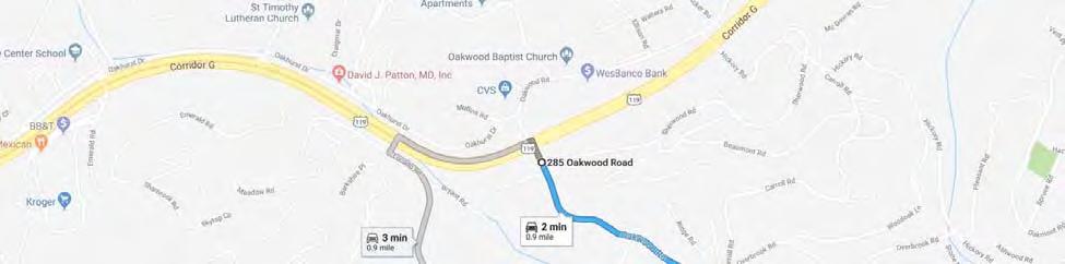 DIRECTIONS FROM CORRIDOR G (US ROUTE 119) If Heading North on Corridor G (US Route 119) Turn Right Onto Oakwood Road If Heading South on Corridor G (US Route 119) Turn Left Onto