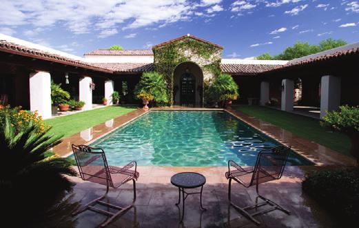 Above: Reminiscent of old Spanish and Mexican haciendas, this residence features what Robinette calls the classic Tucson courtyard, surrounding outdoor living spaces, pool and garden areas.
