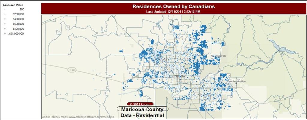 As you can see from the map above, Canadians own a lot of real estate in the Greater Phoenix Area.