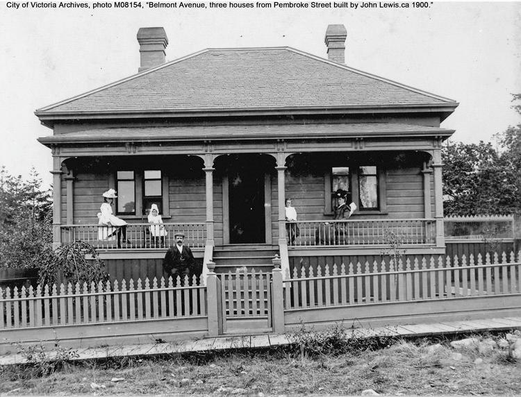 Circa 1900 photo of house built by John Lewis at 2217 Belmont St., Victoria, Canada.