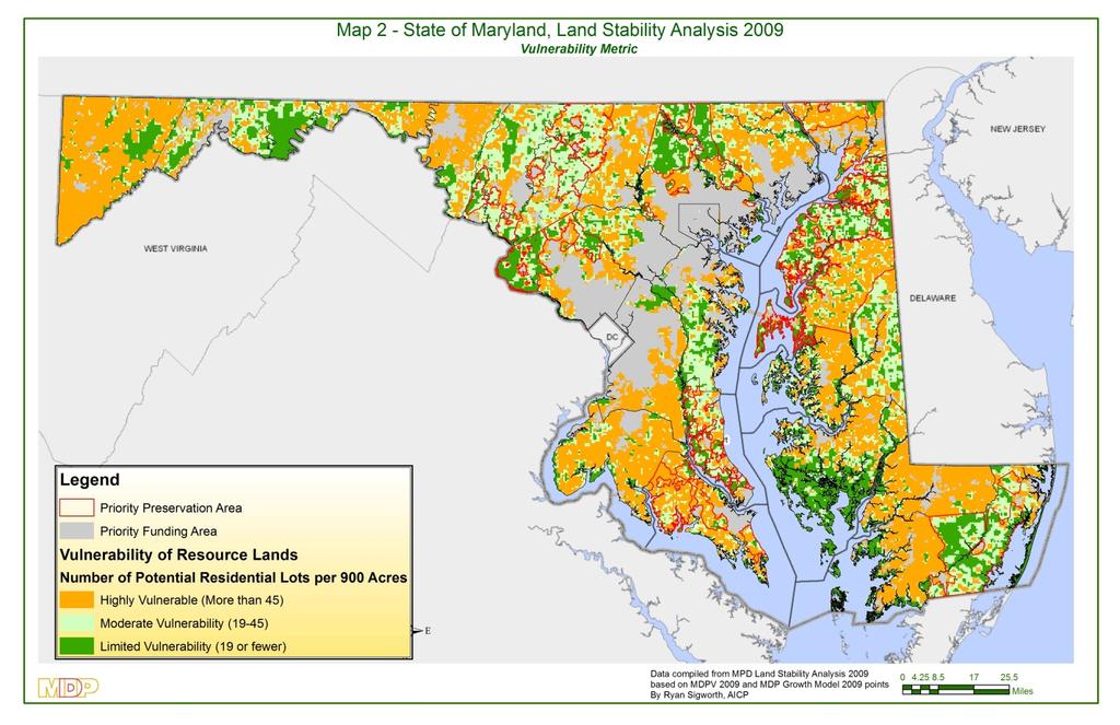 Essentially, the largest contiguous blocks of dark and light green land on this map reflect either limited amounts of development allowed by county zoning and related land use management tools,