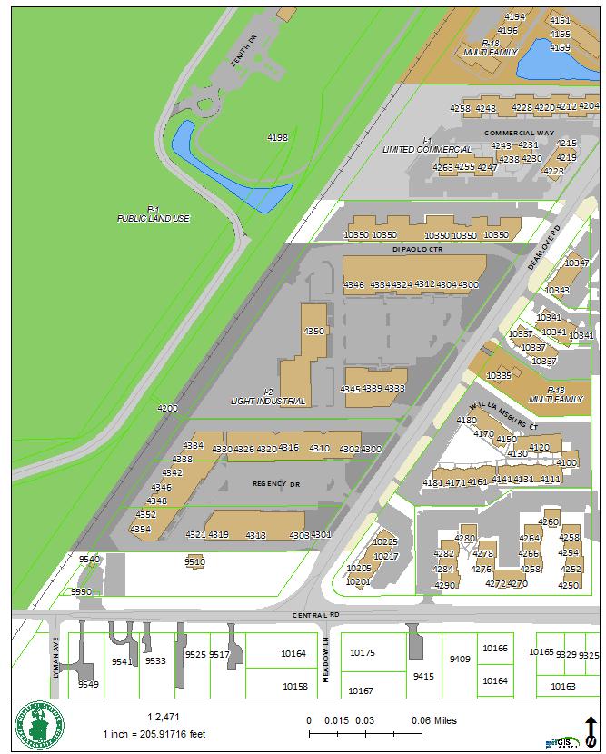 Site Assessment GIS MAP: Property Identification Number (PIN): 04 32 301 026 0000 Current Zoning of Subject Property: Glenview I 2 Light Industrial District Adjacent Zoning Districts: